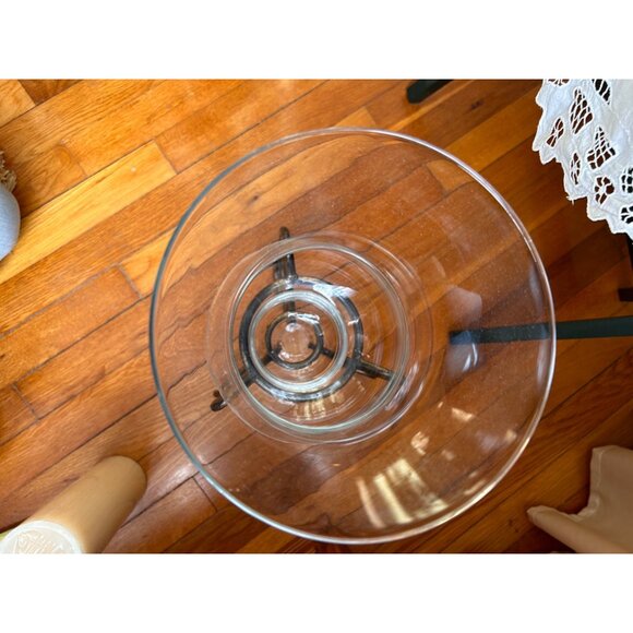 Metal and Blown Glass Hurricane Pillar Candle Holder - Picture 3 of 3